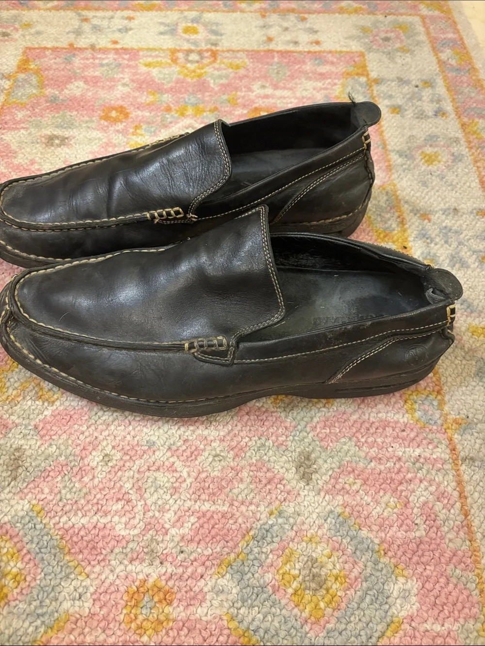 Cole Haan Black Leather Slip-On Loafers with Contrast Stitching